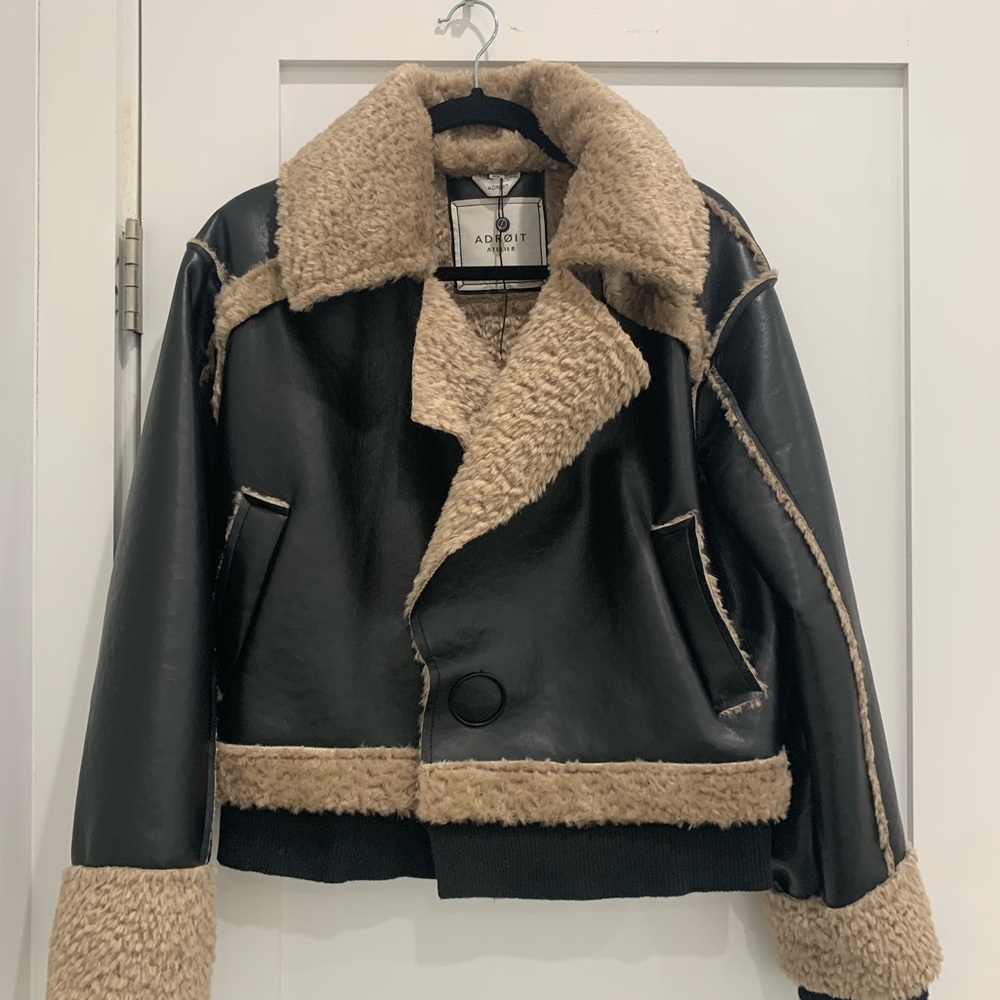 Adroit Black and Tan Shearling Jacket
